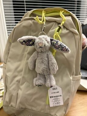 Gray Plush Bunny Keychain Kawaii Aesthetic Gift